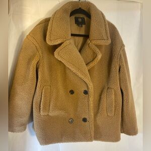House Of Harlow Faux Shearling Double Breasted Teddy Coat Jacket Oversized Small